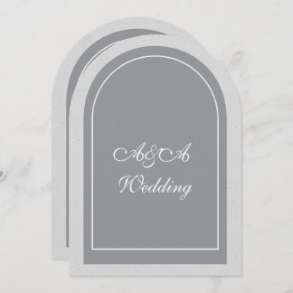 Convite Minimalist Gray and Light Gray Arch Wedding 
