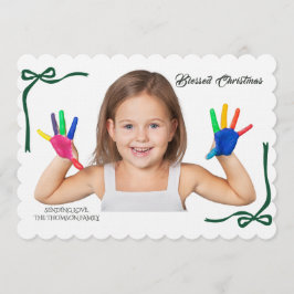 Convite Minimalist Green Bows Blessing Christmas