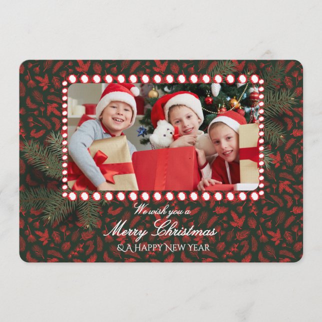 Convite Minimalist Green Gold Merry Christmas Handwriting  (Frente)