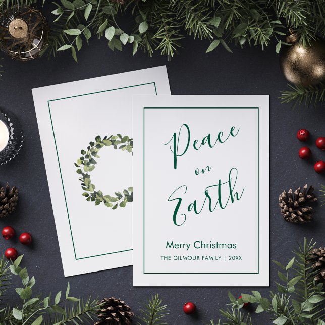 Convite Minimalist|Green Peace on Earth Christmas Card (Criador carregado)