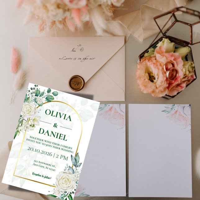 Convite Minimalist Greenery Wedding Invitation Card (Criador carregado)