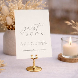 Convite Minimalist Guest Book Wedding Sign in Soft Neutral