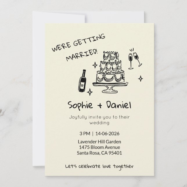 Convite Minimalist Hand-Drawn (Frente)