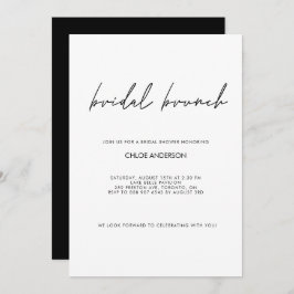 Convite Minimalist Handwritten Script Black Bridal Shower