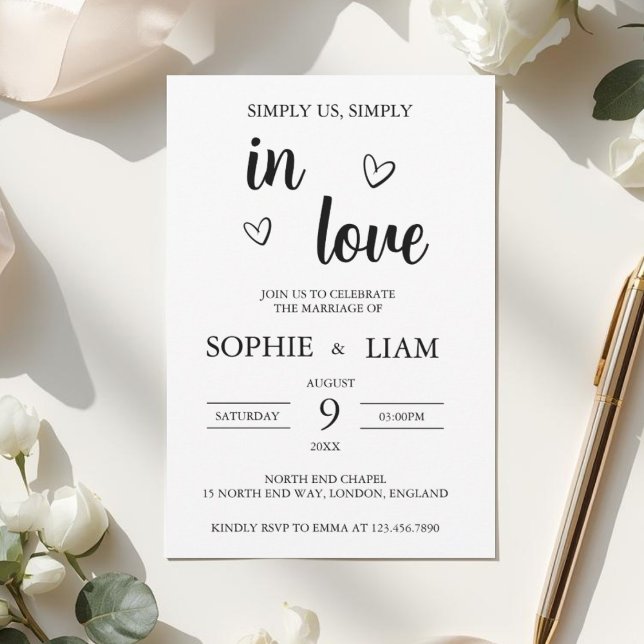 Convite Minimalist Heart Wedding Invitation (Criador carregado)
