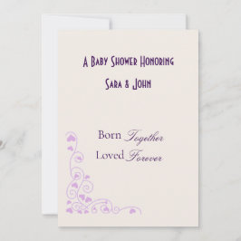 Convite Minimalist Hearts Twin Love Baby Shower