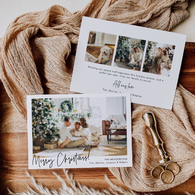 Convite Minimalist Horizontal Photo Holiday Christmas Card (Criador carregado)