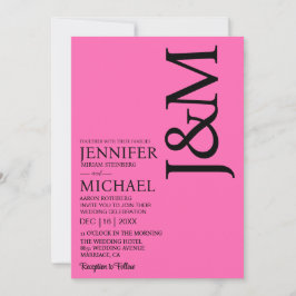 Convite Minimalist Hot PInk Magenta QR Code Wedding