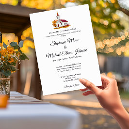 Convite Minimalist Illustration Formal Church Wedding