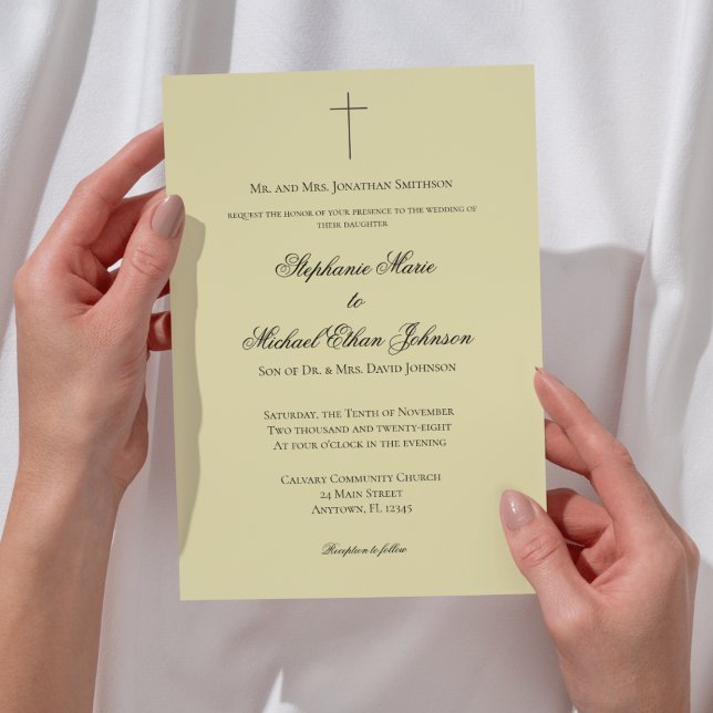 Convite MINIMALIST Island Citrus Cross Formal Wedding (MINIMALIST Island Citrus Cross Formal Wedding Invitation)