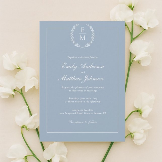 Convite Minimalist Light Blue Wedding Invitation (Criador carregado)