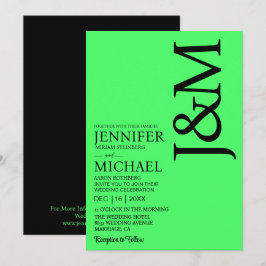 Convite Minimalist Lime Green Summer Wedding