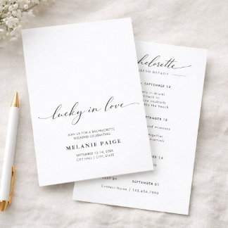 Convite Minimalist Lucky In Love Bachelorette Weekend