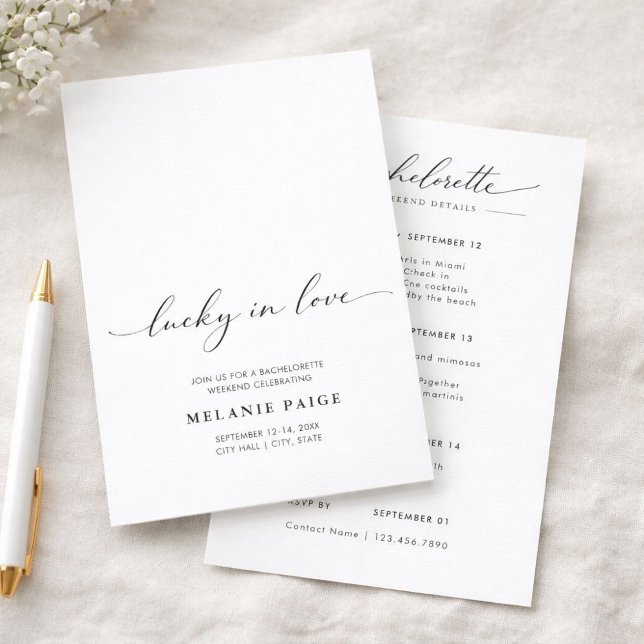 Convite Minimalist Lucky In Love Bachelorette Weekend (Criador carregado)