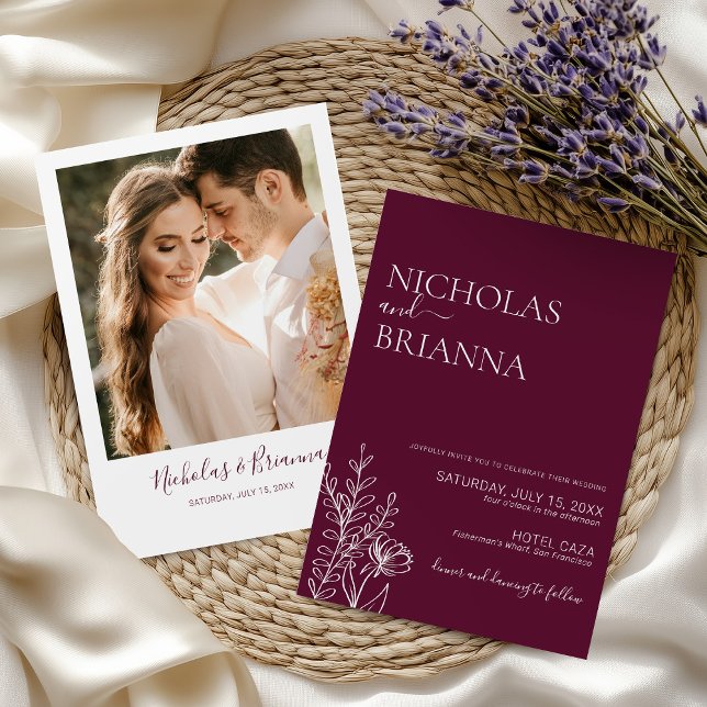 Convite Minimalist Luxury Burgundy Wedding (Criador carregado)