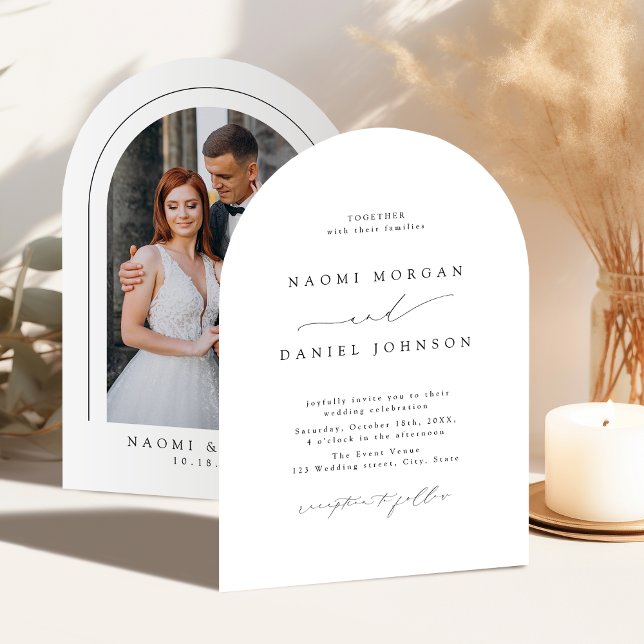Convite Minimalist Modern Chic Script Elegant Arch Wedding (Minimalist Modern Chic Script Elegant Arch Wedding Invitation)