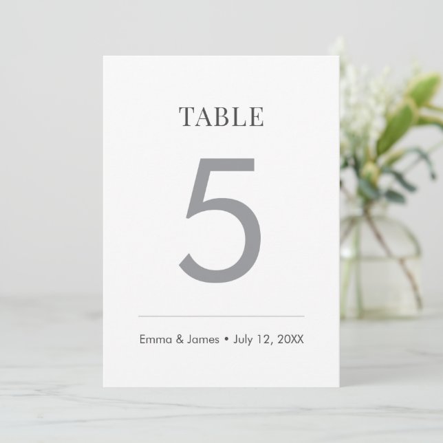 Convite Minimalist Modern Monogram Wedding Table Number (Em pé/Frente)