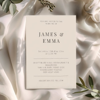 Convite Minimalist Modern Wedding Soft Latte