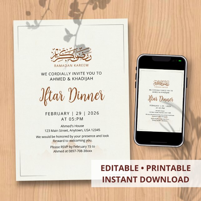 Convite Minimalist Mosque Horizon Ramadan Iftar Invitation (Criador carregado)