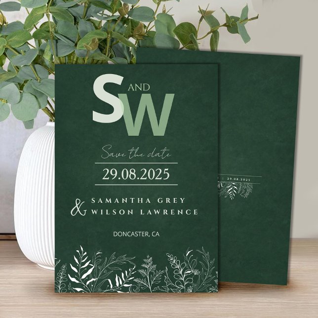 Convite Minimalist Nature-inspired Leafy Save the Date (Criador carregado)