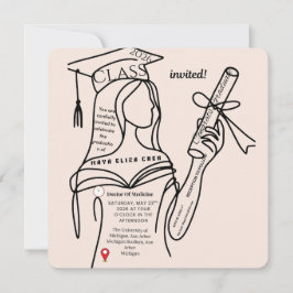 Convite Minimalist Navy Graduation Invitation |