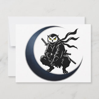 Convite Minimalist Ninja Owl Post Card