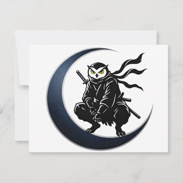 Convite Minimalist Ninja Owl Post Card (Frente)