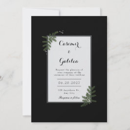 Convite Minimalist Nordic Fern Berry Wedding