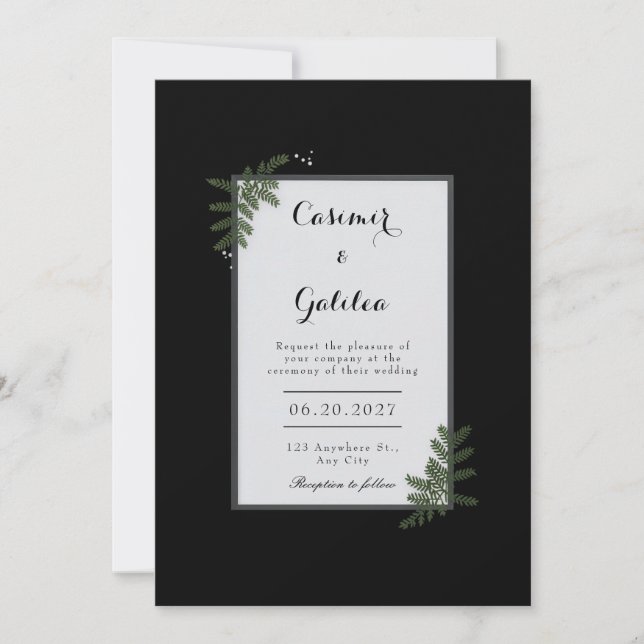 Convite Minimalist Nordic Fern Berry Wedding (Frente)