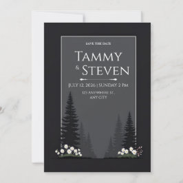 Convite Minimalist Nordic Forest Silhouette Wedding