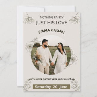 Convite Minimalist Olive Green & Cream Wedding Invitation