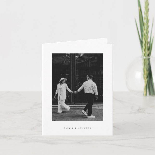 Convite Minimalist Photo Folded Wedding (Frente)