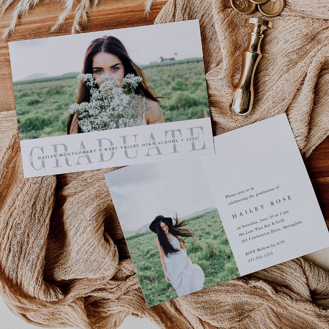 Convite Minimalist Photo Graduation Announcement & Invite (Criador carregado)