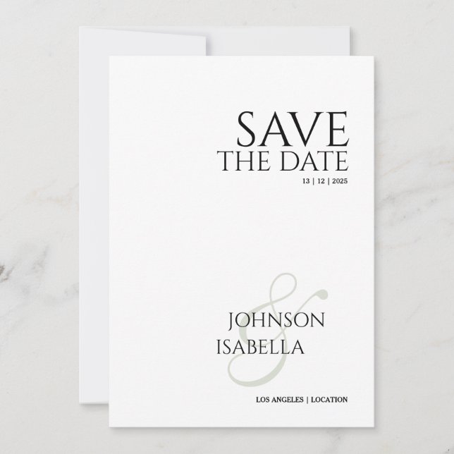 Convite Minimalist Photo Save the Date Card (Frente)