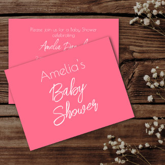 Convite Minimalist Pink Baby Shower Invitation
