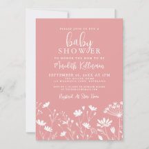 Minimalist Pink Wildflower Baby Shower