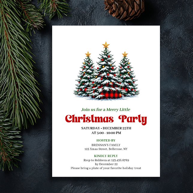 Convite Minimalist Red Black Plaid Holiday Celebration (Minimalist Red Black Plaid Holiday Celebration)