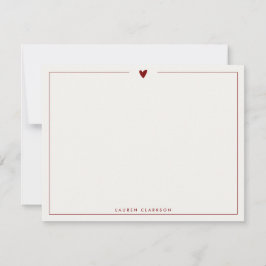 Convite Minimalist Red Heart Stationery Note Card