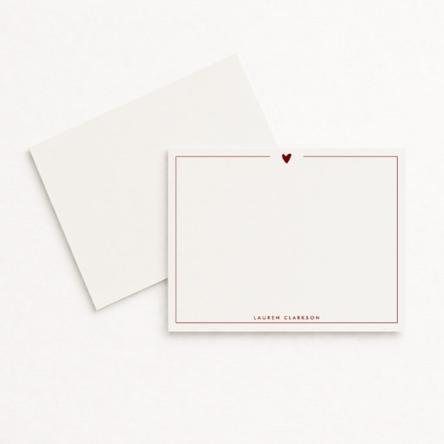 Convite Minimalist Red Heart Stationery Note Card (Criador carregado)