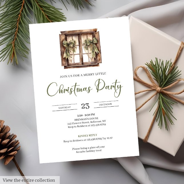 Convite Minimalist Rustic Neutral Earthy Cozy Christmas  (Minimalist Rustic Neutral Earthy Cozy Christmas Party Invite)