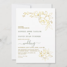 Minimalist Sage Green Gold Flowers Wedding