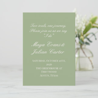 Convite  Minimalist Sage Green & Warm White Wedding 