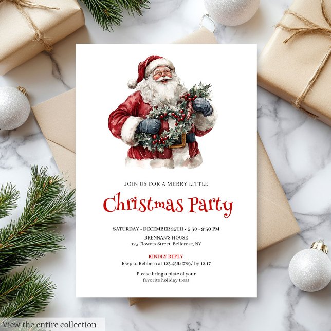 Convite Minimalist Santa Claus Custom Holiday Dinner   (Minimalist Santa Claus Custom Holiday Dinner Invitation

)