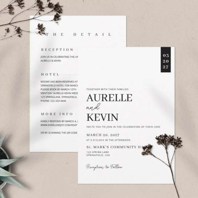 Convite Minimalist Simple Elegant White QR Code Wedding  (Criador carregado)