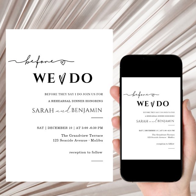 Convite Minimalist Simple Rehearsal Dinner Invitation (Criador carregado)