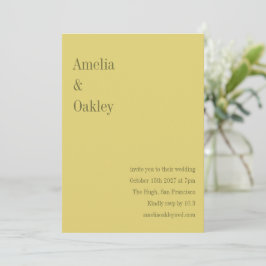 Convite Minimalist Soft Yellow Elegant Chic Modern Wedding