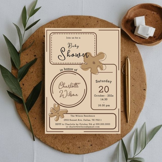 Convite Minimalist Style Flower Notes Baby Shower (Criador carregado)