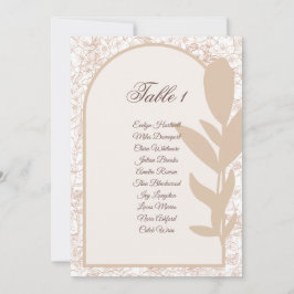 Convite Minimalist Tan Botanical Arch Seating Chart Card