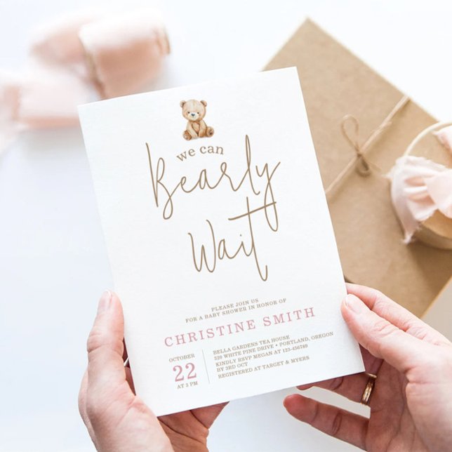 Convite Minimalist Teddy Bear Baby Shower (Criador carregado)