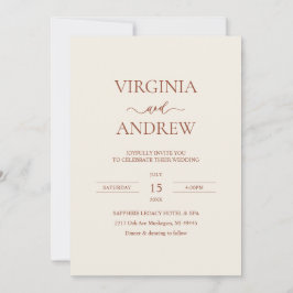 Convite Minimalist Terracotta Wedding Monogram